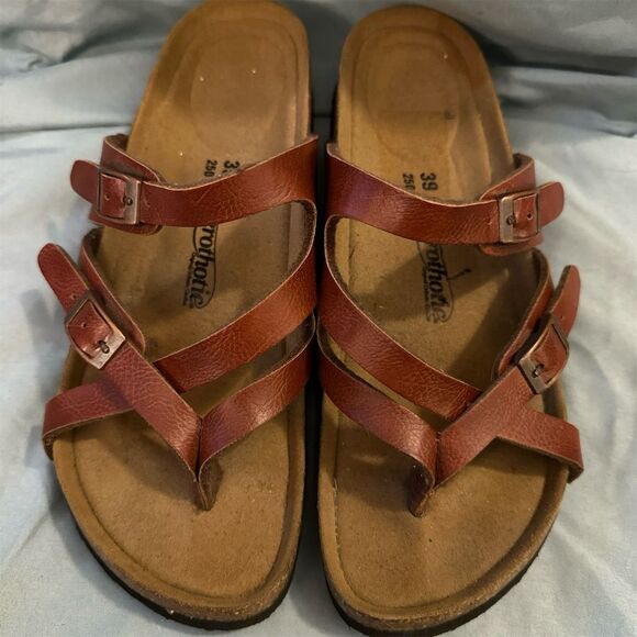Aerothotic Women's Strappy Slide Sandals Brown Size 9 - Picture 1 of 5